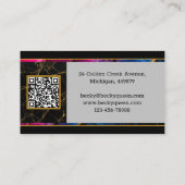 金ゴールドモダンサキソフォンジャズ&QRコード、モノグラム 名刺 (裏面)