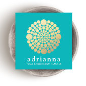 金ゴールドモダンサークルマンダラターコイズ スクエア名刺