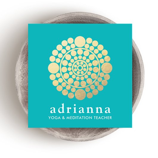 金ゴールドモダンサークルマンダラターコイズ スクエア名刺