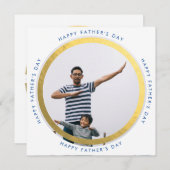 金ゴールドモダンサークルHappy Father's Day写真 案内状 (正面/裏面)