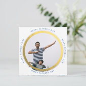 金ゴールドモダンサークルHappy Father's Day写真 案内状 (スタンド正面)