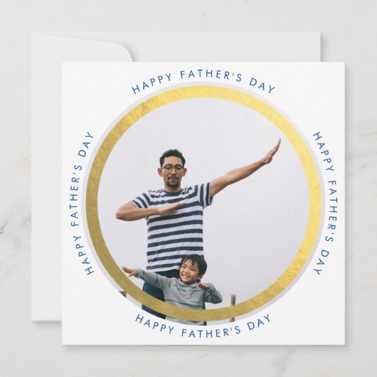金ゴールドモダンサークルHappy Father's Day写真 案内状 (正面)