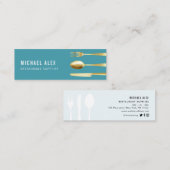 金ゴールドモダンシェフ&ケータリング名刺 スキニー名刺 (正面/裏面)