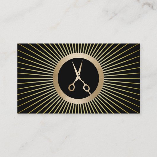金ゴールドモダンシザーヘアドレッサー美容師サロン 名刺 (正面)
