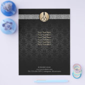 金ゴールドモダンシザーロゴダマスク美容師 チラシ (シングル)