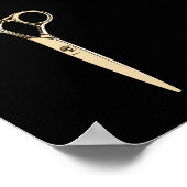 金ゴールドモダンシザー美容師ヘアサロン理容師 ポスター (角)