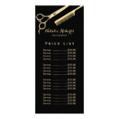 金ゴールドモダンシザー&コーム髪サロン価格表 ラックカード (正面)