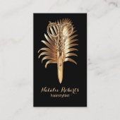 金ゴールドモダンシザー&リーフ美容師サロンスパ 名刺 (正面)