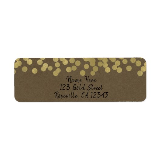 金ゴールドモダンシッ素朴ククラフトシック結婚ズ ラベル (正面)