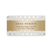 金ゴールドモダンシルバーストライプの水玉模様クラシーリネン ラベル (正面)