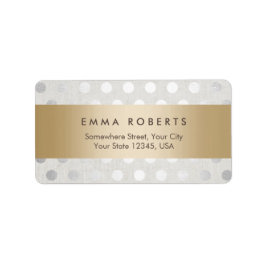 金ゴールドモダンシルバーストライプの水玉模様クラシーリネン ラベル