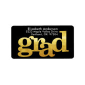 金ゴールドモダンシンプルタイポグラフィ住所 ラベル (正面)