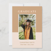 金ゴールドモダンシンプルタイポグラフィ写真卒業 招待状 (正面)