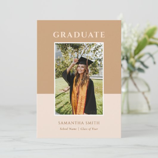 金ゴールドモダンシンプルタイポグラフィ写真卒業 招待状 (スタンド正面)