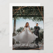 金ゴールドモダンジオメト結婚リの写真 サンキューカード (正面/裏面)