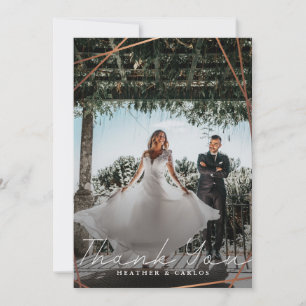 金ゴールドモダンジオメト結婚リの写真 サンキューカード