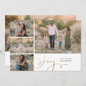 金ゴールドモダンジョイコラ数々のージュフォトホリデーカード シーズンカード (正面/裏面)