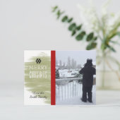 金ゴールドモダンスウォッチホリデーフォトカード シーズンポストカード (スタンド正面)