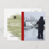 金ゴールドモダンスウォッチホリデーフォトカード シーズンポストカード (正面/裏面)