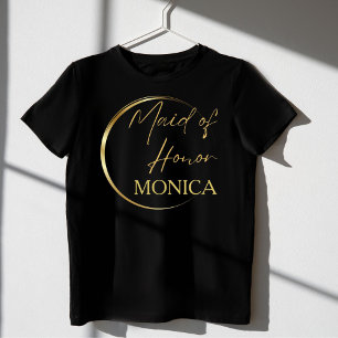 金ゴールドモダンスクリップミニマカスタムリストメイド・オブ・オーナー(花嫁付き添い人) Tシャツ