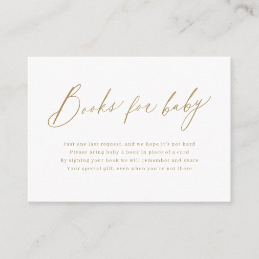 金ゴールドモダンスクリプトのミニマリスト書要求 エンクロージャーカード (正面)