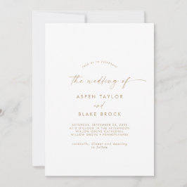 金ゴールドモダンスクリプトの結婚招待状 招待状