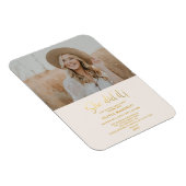 金ゴールドモダンスクリプトグラッドパーティーフォト招待状M マグネット (右側)