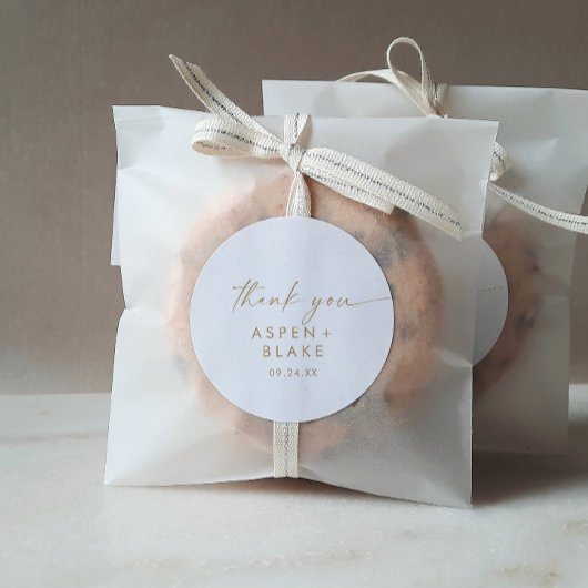 金ゴールドモダンスクリプトサンキュー結婚式の引き出物シール ラウンドシール