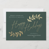 金ゴールドモダンスクリプトハッピーホリデーズビジネス シーズンカード (正面)