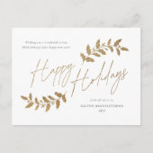 金ゴールドモダンスクリプトハッピーホリデーズビジネス シーズンポストカード (正面)