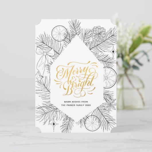 金ゴールドモダンスクリプトパインバウ最小主義フローラ シーズンカード (スタンド正面)