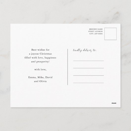 金ゴールドモダンスクリプトパインボーミニマルフローラホー シーズンポストカード (裏面)