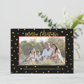 金ゴールドモダンスクリプトメリークリスマスカスタム写真 シーズンカード (スタンド正面)