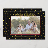 金ゴールドモダンスクリプトメリークリスマスカスタム写真 シーズンカード (正面/裏面)