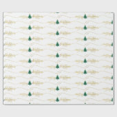 金ゴールドモダンスクリプトメリークリスマスツリー ラッピングペーパー (フラット)