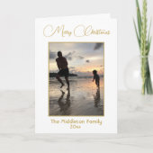 金ゴールドモダンスクリプトメリークリスマスフォトグリーティング シーズンカード (正面)