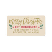 金ゴールドモダンスクリプトメリークリスマス差出人住所 ラベル (正面)