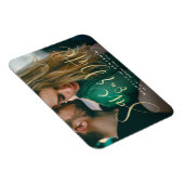 金ゴールドモダンスクリプト写真の結婚式の日付を保存 マグネット (右側)