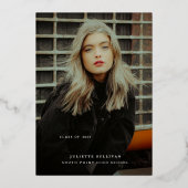 金ゴールドモダンスクリプト大学院写真卒業パーティー 箔招待状 (正面)