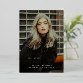 金ゴールドモダンスクリプト大学院写真卒業パーティー 箔招待状 (立ち正面)