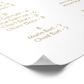 金ゴールドモダンスクリプト横向きアルファベット順シーティング ポスター (角)