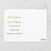 金ゴールドモダンスクリプト結婚式の日付の写真を保存 ポストカード (裏面)