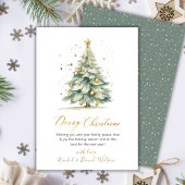 金ゴールドモダンスクリプト非フォトクリスマスツリーカード シーズンカード