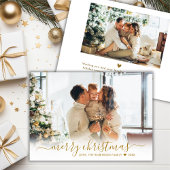 金ゴールドモダンスクリプト2写真ホワイトメリークリスマス シーズンカード