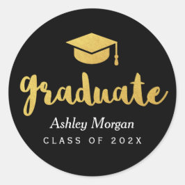 金ゴールドモダンスクリプト2023卒業のお願い ラウンドシール