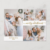 金ゴールドモダンスクリプト5複数のクリスマスフォト ポストカード (正面)