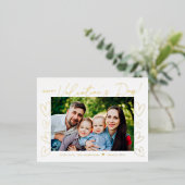 金ゴールドモダンスクリプトValentine's Day写真 箔シーズンポストカード (立ち正面)