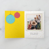 金ゴールドモダンスターイエロークリスマスボールワンフォト カード (内部)