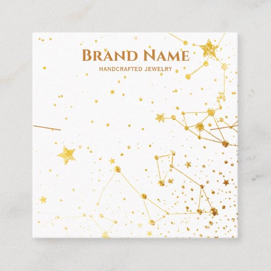 金ゴールドモダンスターラインアートネックレスディスプレイ スクエア名刺 (正面)