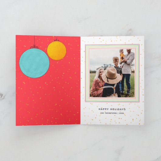 金ゴールドモダンスターレッドクリスマスボール1枚 カード (内部)